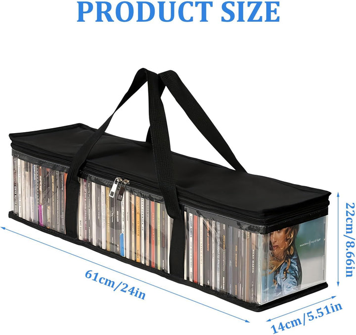 Amexo Transparente DVD Aufbewahrungstaschen Tragbare CD Hülle mit Griffen Wasserabweisende Kunststof