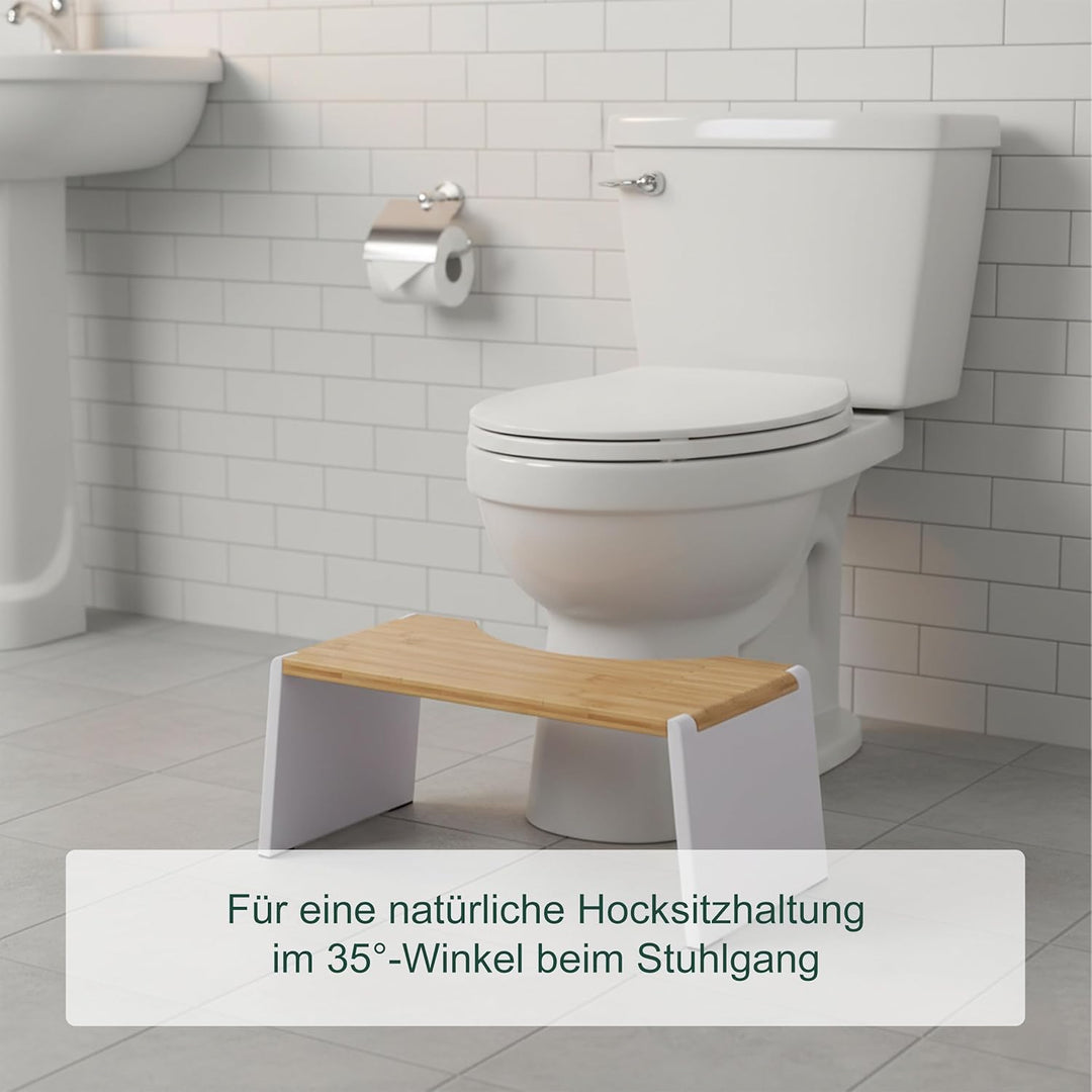 Relaxdays Toilettenhocker, klappbar, Hocker Toilettengang, Erwachsene, Bambus, rutschfest, HBT 19x43
