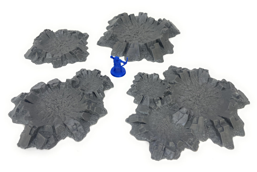 Set mit 4 Kratern für Wargames, 28 mm, Science-Fiction-Szenografie, Fantasie, futuristisch