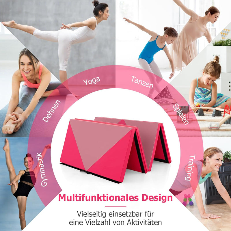 COSTWAY Weichbodenmatte klappbar, Gymnastikmatte tragbar, Yogamatte Turnmatte Klappmatte Fitnessmatt