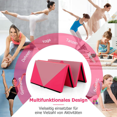 COSTWAY Weichbodenmatte klappbar, Gymnastikmatte tragbar, Yogamatte Turnmatte Klappmatte Fitnessmatt