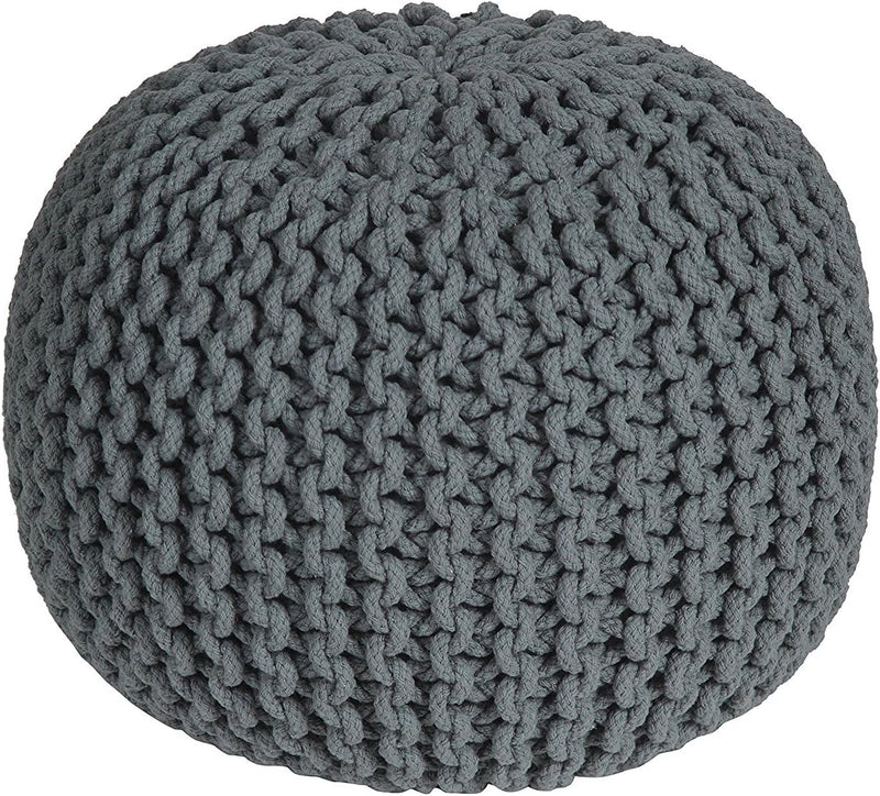 Homescapes Pouf Strickpouf rundes Bodenkissen, Sitzpouf 35 x 40 cm, gepolsterter Sitzhocker, Sitzpuf