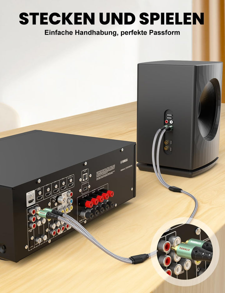 Cinch Kabel 5M, Cinch Stereo Audiokabel 2x Chinch Stecker zu 2x Chinch Stecker Subwoofer Audio Kabel