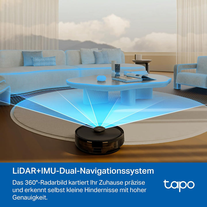 Tapo RV30 Max Saugroboter mit Wischfunktion, 5300Pa Ultra Starke Saugkraft, LiDAR+IMU Dual-Navigatio