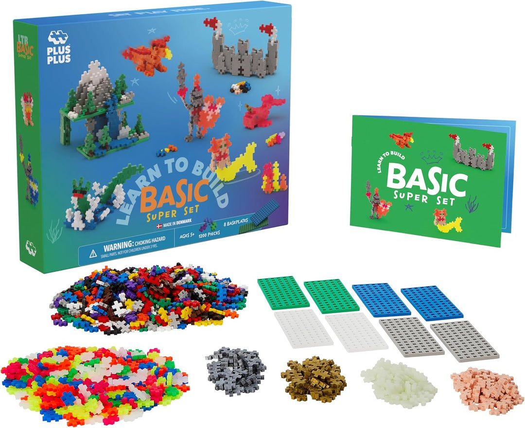 Plus-Plus 9603811 Geniales Konstruktionsspielzeug, Learn to Build Super Bausteine-Set, 1200 Teile, b