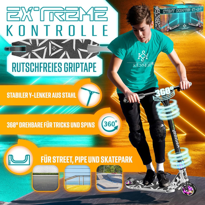 KESSER® Stunt Scooter GT-Limit 360° Lenkung Funscooter Stuntscooter mit Ständer ABEC 9 Kugellagern,