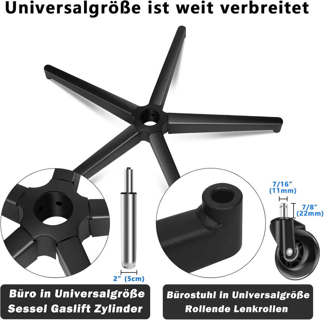 bürostuhl fusskreuz,5-Sterne-fusskreuz mit Stütze,schwarzer fünfeckiger Metallrahmen,drehstuhl Kreuz