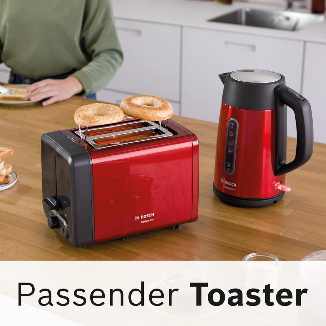 Bosch kabelloser Wasserkocher DesignLine TWK4P434, Ausgiessen ohne Spritzer, Tassenanzeige, Wasserst