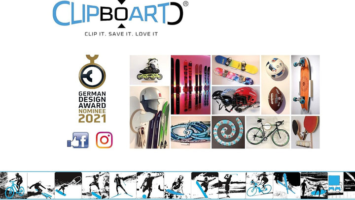 Clipboart ® Langlaufski Skating Ski Wandhalterung Wandhalter Halterung Wandmontage Wandfixierung hor