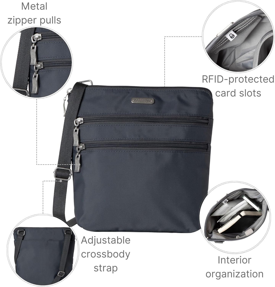 Baggallini Essential Crossbody Bag Essential Crossbody-Tasche für Damen – Integrierter RFID-Kartenha