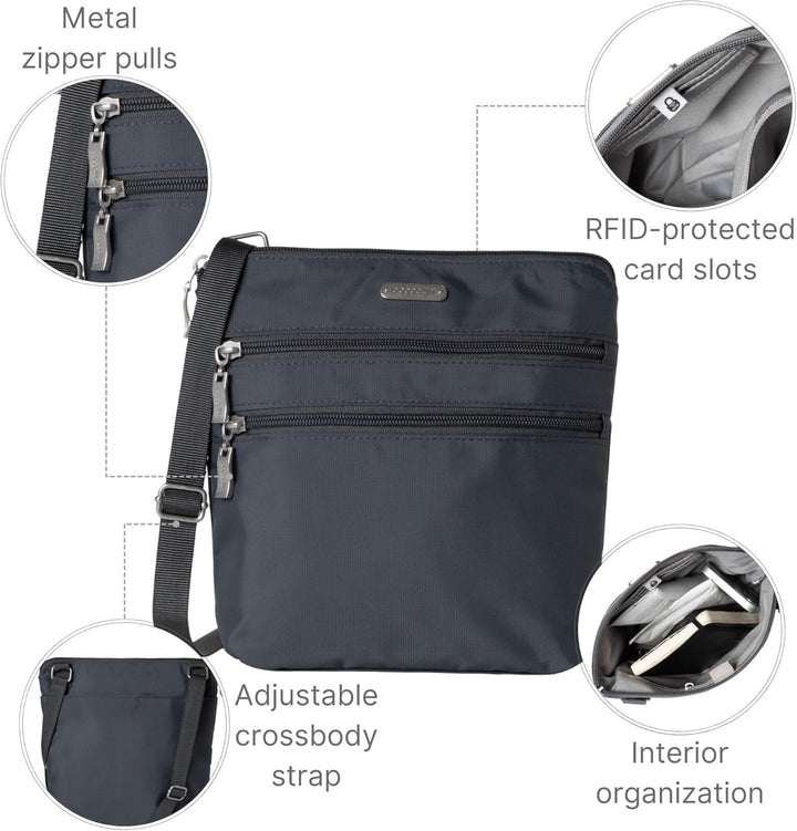 Baggallini Essential Crossbody Bag Essential Crossbody-Tasche für Damen – Integrierter RFID-Kartenha
