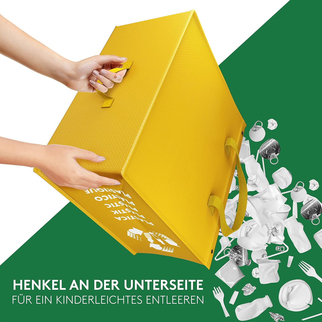 PTMS® Mülleimer 3 Fächer - Mülltrennsystem für Papier, Glas und Plastik - Umweltfreundliche Recyclin