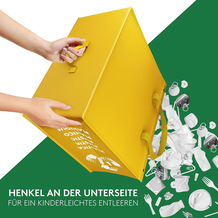 PTMS® Mülleimer 3 Fächer - Mülltrennsystem für Papier, Glas und Plastik - Umweltfreundliche Recyclin