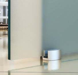 BP1-1025-2-420GR-ASE: Schiebetürsystem ESG 1025x2175x8mm P1, Siebdruck; Alu Schienensystem SlimLine