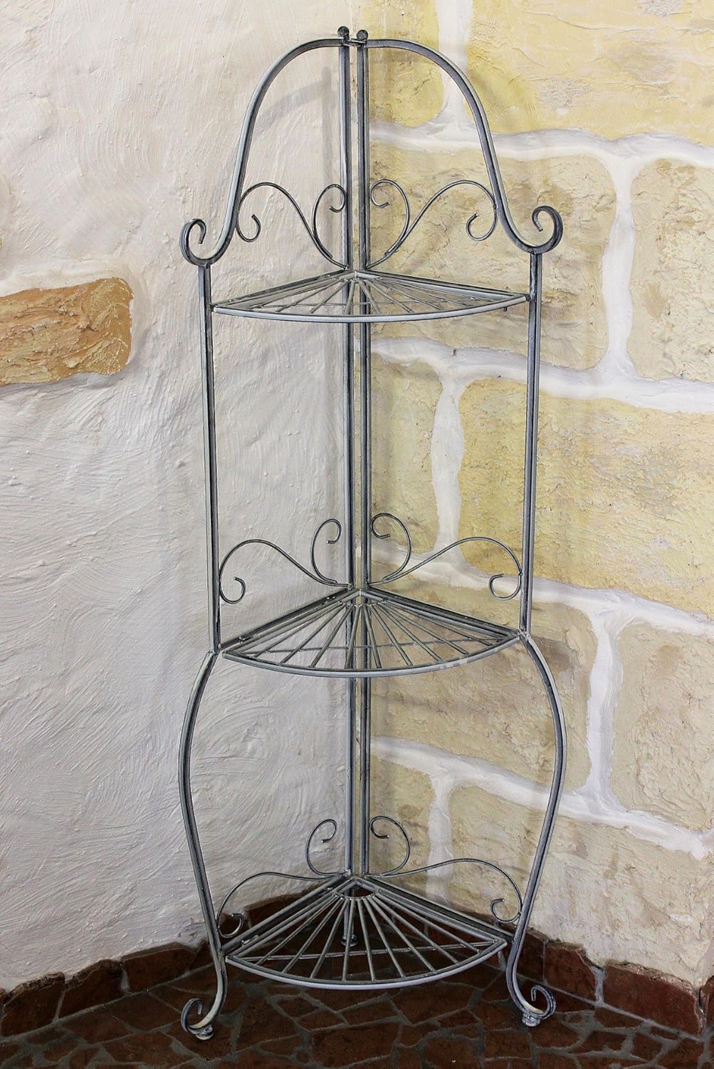DanDiBo Eckregal Romance 20113 Regal aus Metall 125 cm Badregal Antik Grau Küchenregal