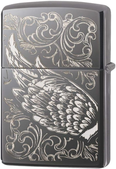 Zippo - Filigree Flame and Wings, Black Ice - Sturmfeuerzeug, befüllbar, in hochwertiger Geschenkbox