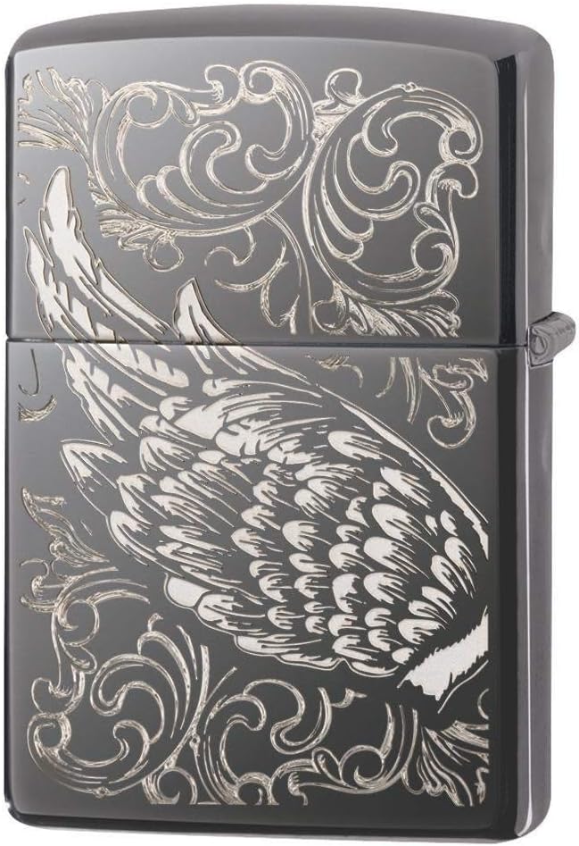 Zippo - Filigree Flame and Wings, Black Ice - Sturmfeuerzeug, befüllbar, in hochwertiger Geschenkbox