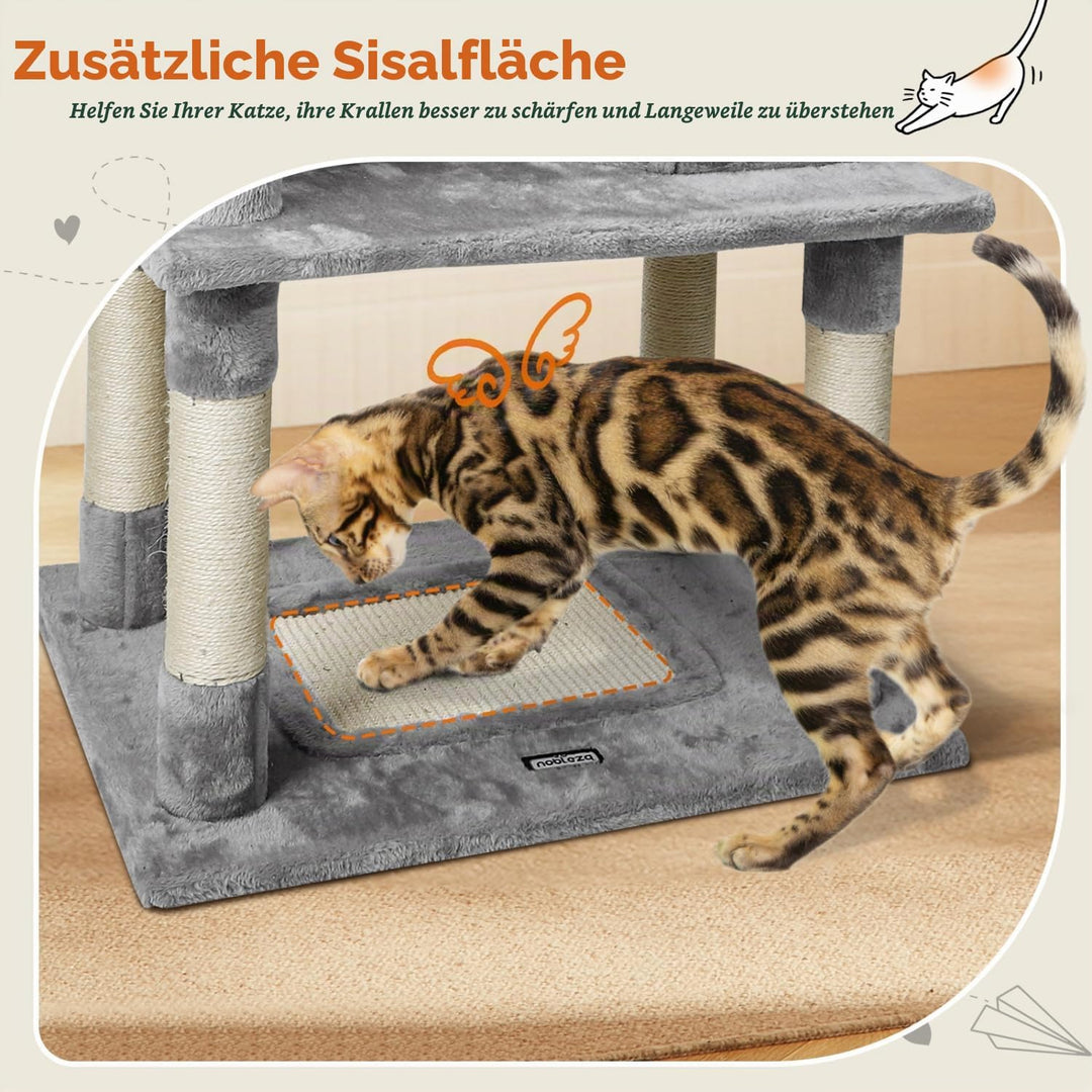 Nobleza Katzenbaum Kratzbaum Gross 148cm, Kletterturm mit 9 Sisal Säulen, 2 Plattformen, Hängematte