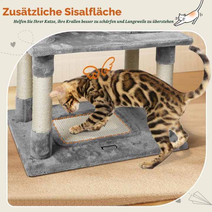 Nobleza Katzenbaum Kratzbaum Gross 148cm, Kletterturm mit 9 Sisal Säulen, 2 Plattformen, Hängematte