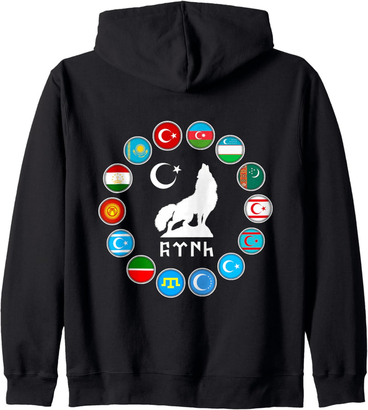 Kazakhstan,Göktürk,Iyi,Türkei Flagge,Türkiye bayrak,Turkey. Kapuzenjacke