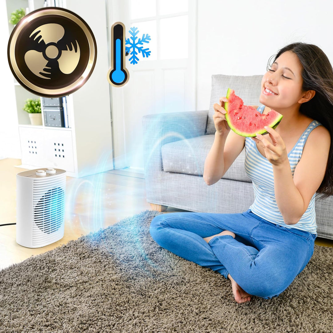 Duronic HV32 WE Heizlüfter, 2000 Watt Elektroheizung für Steckdose, kleine Mini Heizung als Fusswärm