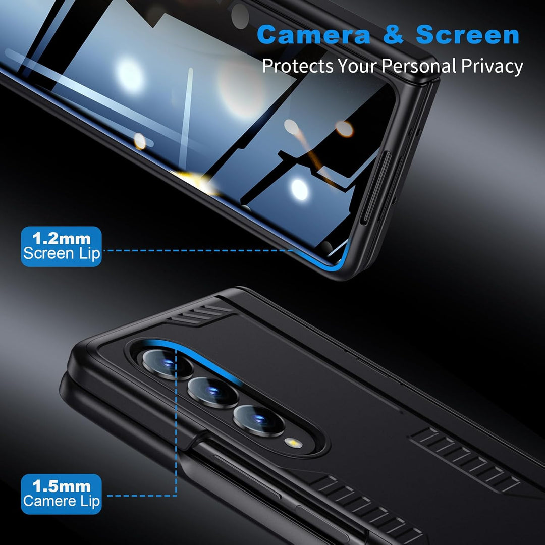 spoovcto for Samsung Galaxy Z Fold 4 Ständer Hülle mit Privatsphäre Bildschirmschutz & Scharnier Sch
