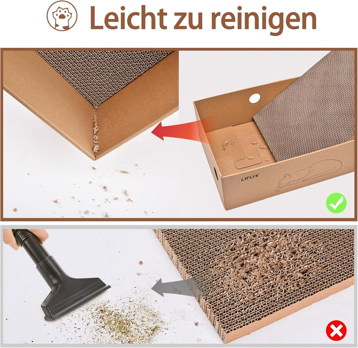 6 STK. Kratzbretter mit 2 Boxen, 43.5×33.5×15.5cm Kratzpappe für Katzen mit hochwertiger Karton, 6 S
