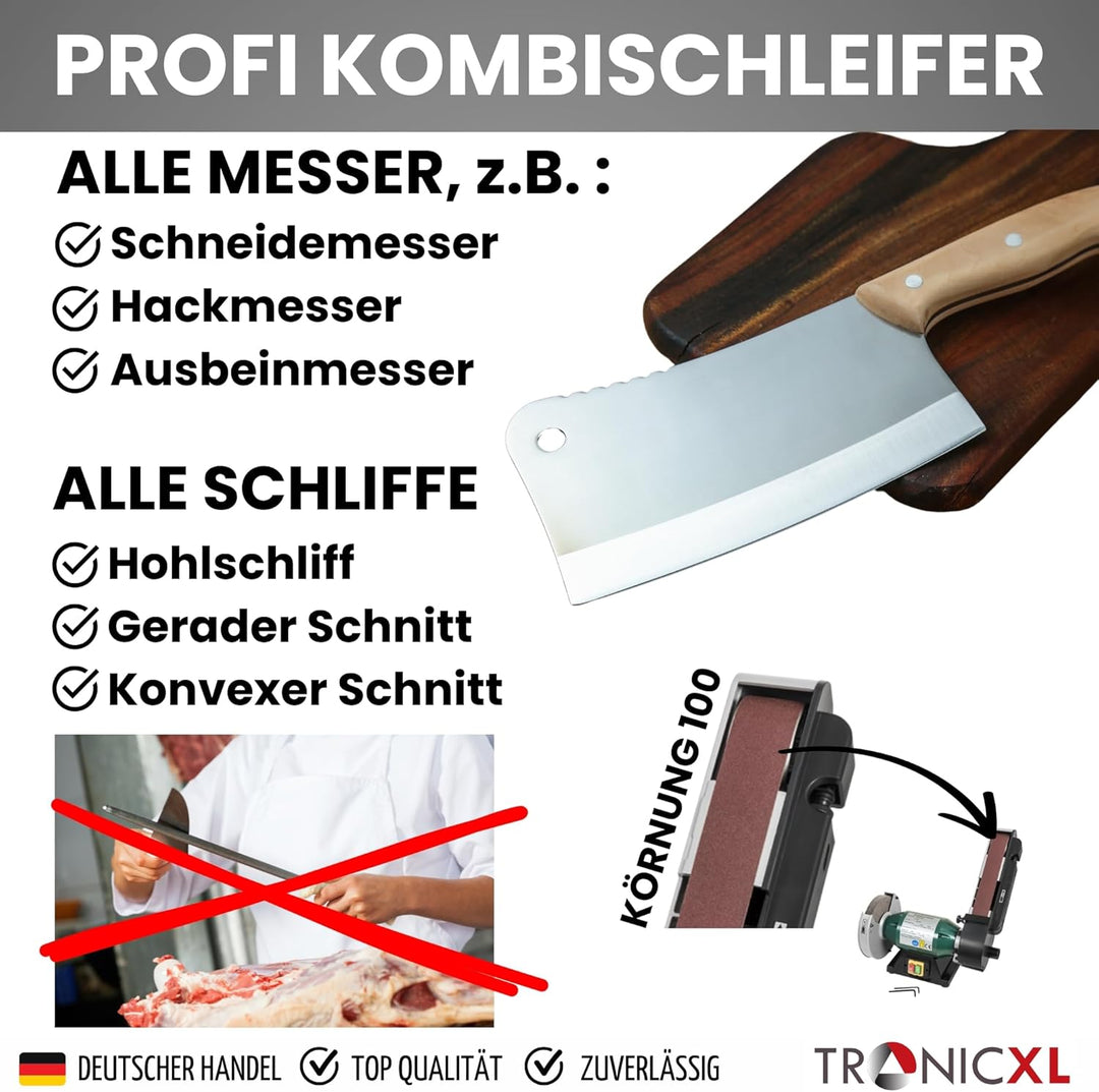 600W Kombischleifer Schleifgerät + Filzscheibe zum Polieren + Schleifband Messerschleifer Messerschä