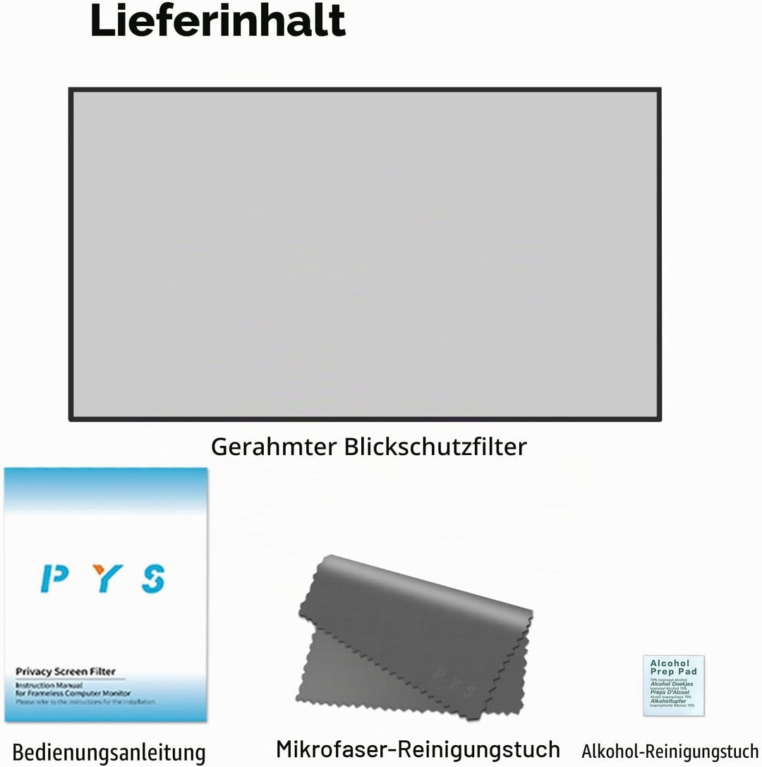 PYS 27 Zoll Blickschutzfolie für 16:9 Ultra-Slim Bezel Monitor Selbstklebend Abnehmbar Blickschutzfi