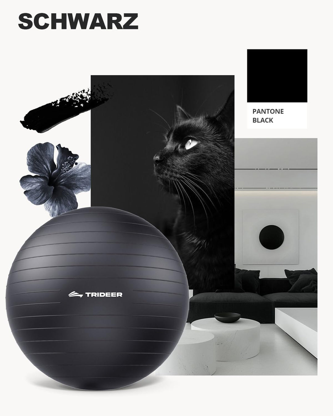 Trideer Gymnastikball – Sitzball, Pezziball &amp; Pilates Ball für Büro &amp; Rückentraining, Balance Ball f