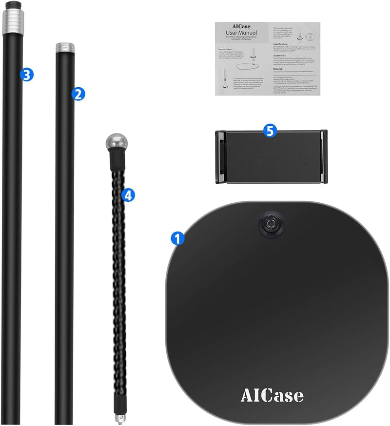 AICase Aluminium verstellbar höhenverstellbar (91CM-137CM) & 2,2 kg stabile Basis mit Schwanenhals k