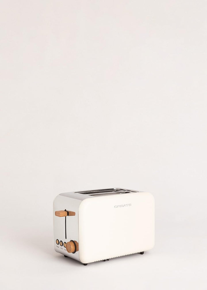 CREATE /PACK TOAST RETRO + KETTLE RETRO/Brot-Toaster und Wasserkocher, Weiss / 3 programmierte Röstu