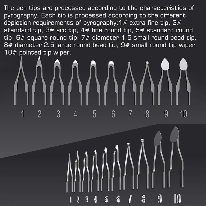Doppelstift Brandmalerei Brennpeter für holz mit Digitalanzeig mit 2 Stiften und 30 Tlg Drahtspitzen