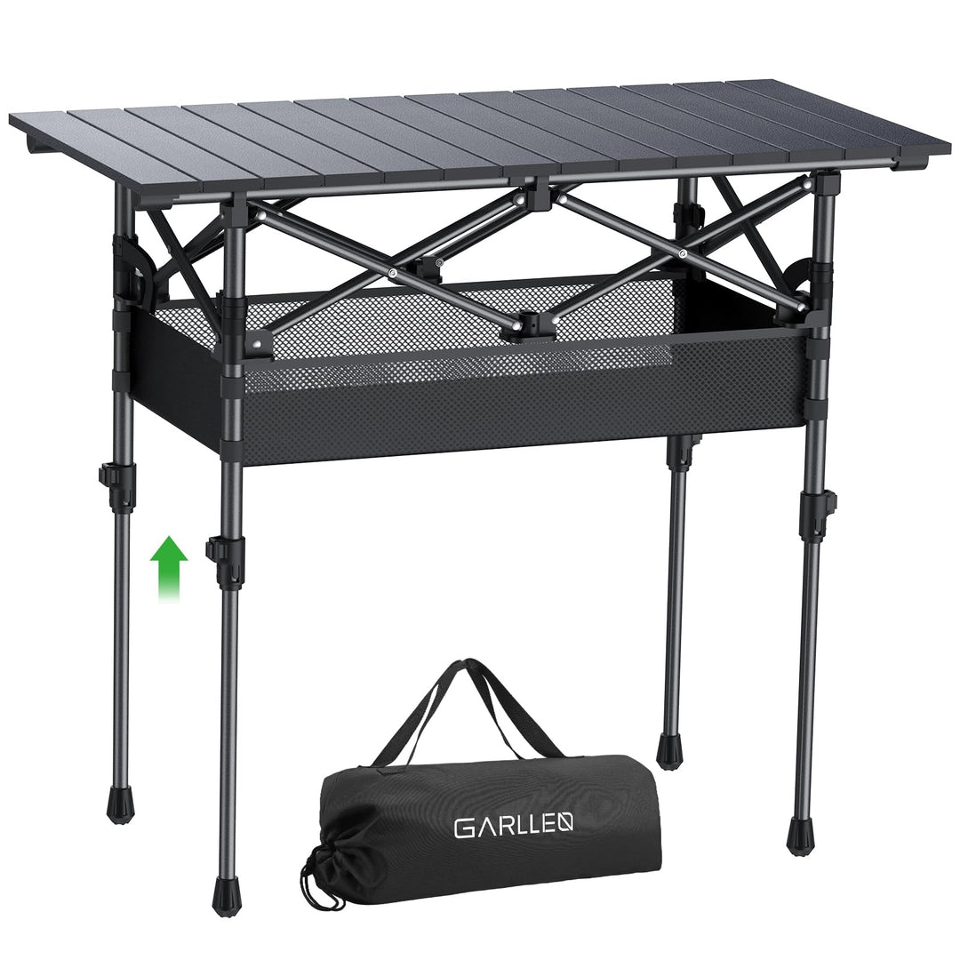 GARLLEN Campingtisch klappbar, 82x40cm & 2 Höhenverstellbar(44/70cm), Aufrollbare Tischplatte, abneh
