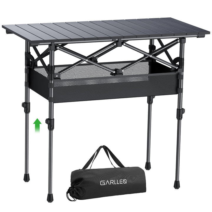 GARLLEN Campingtisch klappbar, 82x40cm & 2 Höhenverstellbar(44/70cm), Aufrollbare Tischplatte, abneh