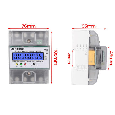 MIRTHBUY Digitaler Stromzähler mit LCD, 3-Phasen 4-Draht, Geeicht Stromzähler,Wechselstromzähler, Dr