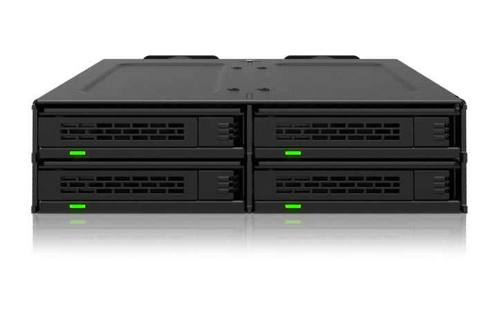 ICY DOCK 4-Bay U.2/U.3 PCIe 4.0 NVMe SSD Wechselrahmen mit schraubenlosen Trays in 5,25" Schacht - E