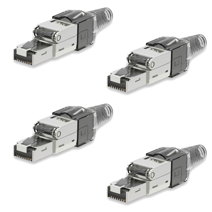UC-Express Netzwerkstecker CAT7 RJ45-4X RJ45 Netzwerk Stecker Grau Steckverbinder - werkzeuglos - ge