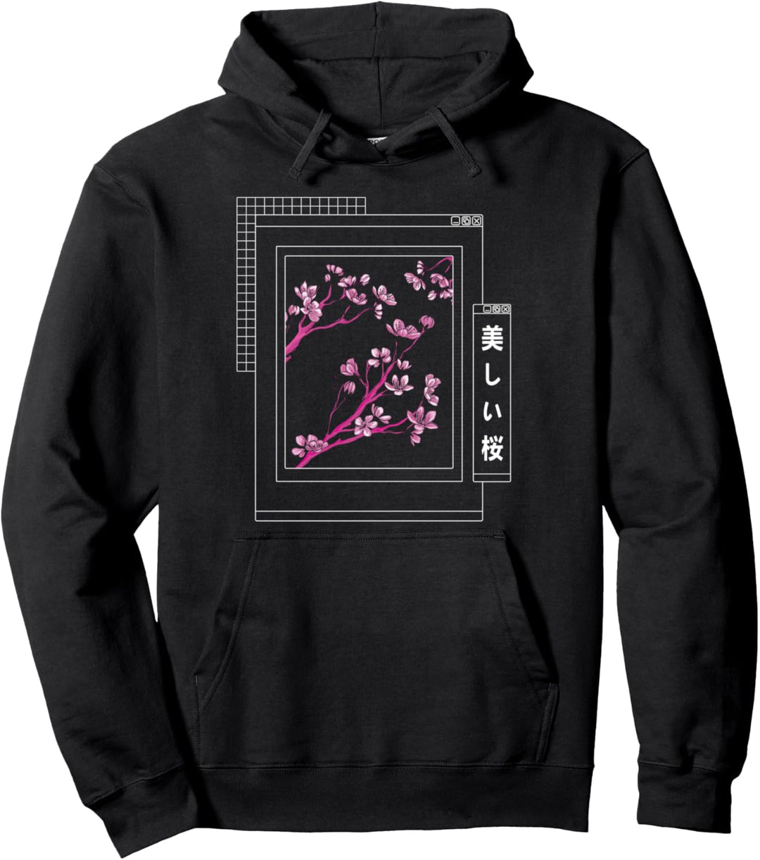 Vaporwave Japanese Cherry Blossom Pullover Hoodie