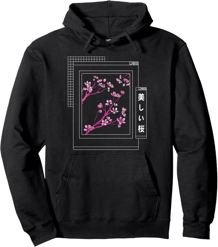 Vaporwave Japanese Cherry Blossom Pullover Hoodie