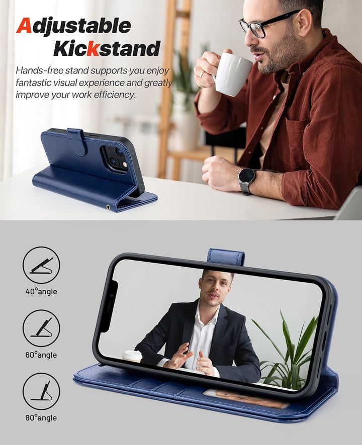 OCASE Kompatibel für iPhone 13 Hülle (2in1) Leder Stossfestes Case, Abnehmbare magnetische Hülle, Mi