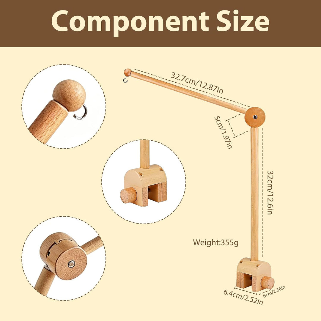 Mobile Halterung Holz für Babybett, und Wickeltisch, 360° Drehbar, Verstellbarer Abnehmbarer Ständer