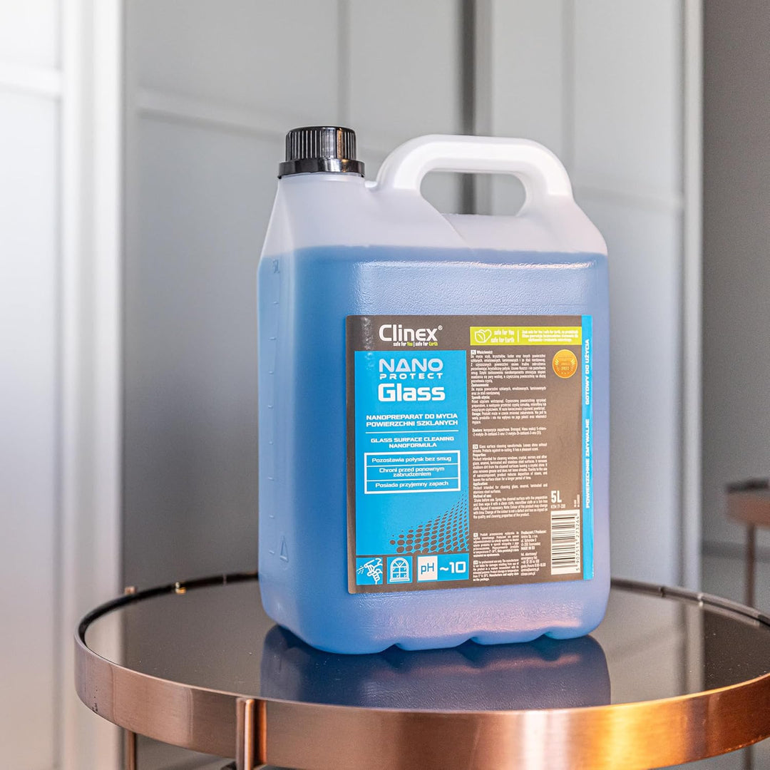 Clinex Glasreiniger Flüssigkeit Nano Protect 5 Liter/ 5000 ml/Intensiv-Hochglanzreiniger für streife