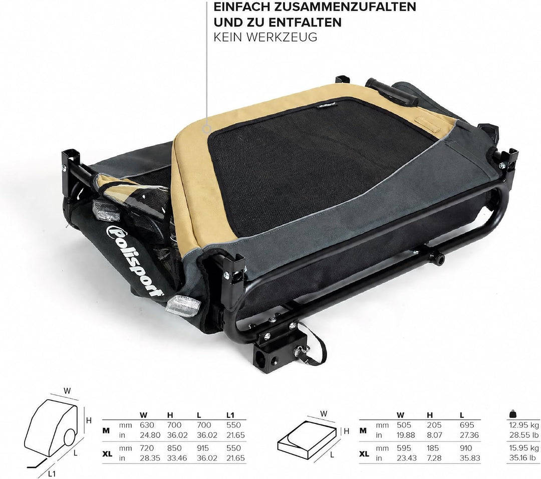 Polisport Hundeanhänger &amp; 2-in-1-Kinderwagen Grösse M &amp; XL, M