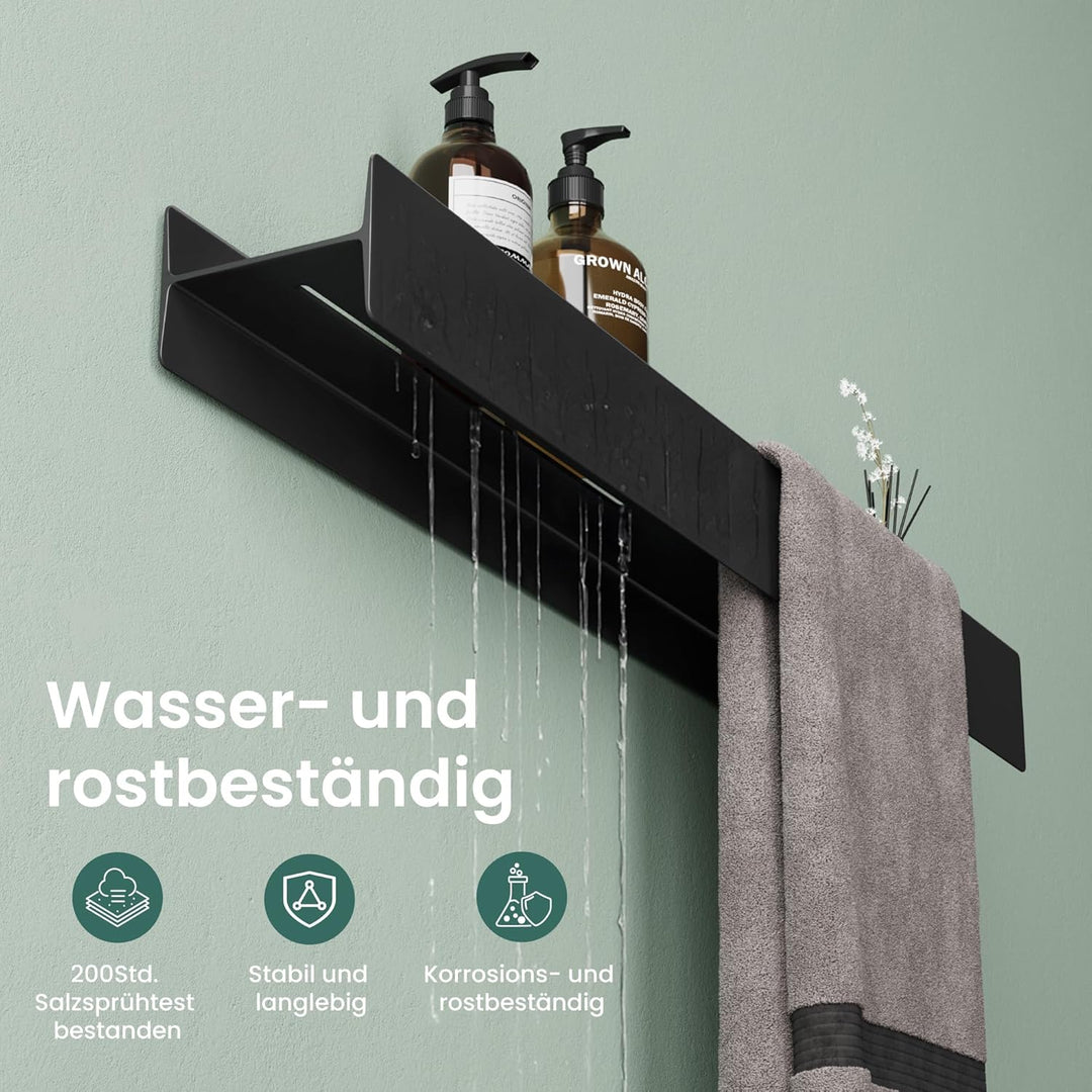 Mai & Mai Duschablage zum Bohren oder Kleben Duschregal Badablage 80cm Badezimmerablage zur Wandmont