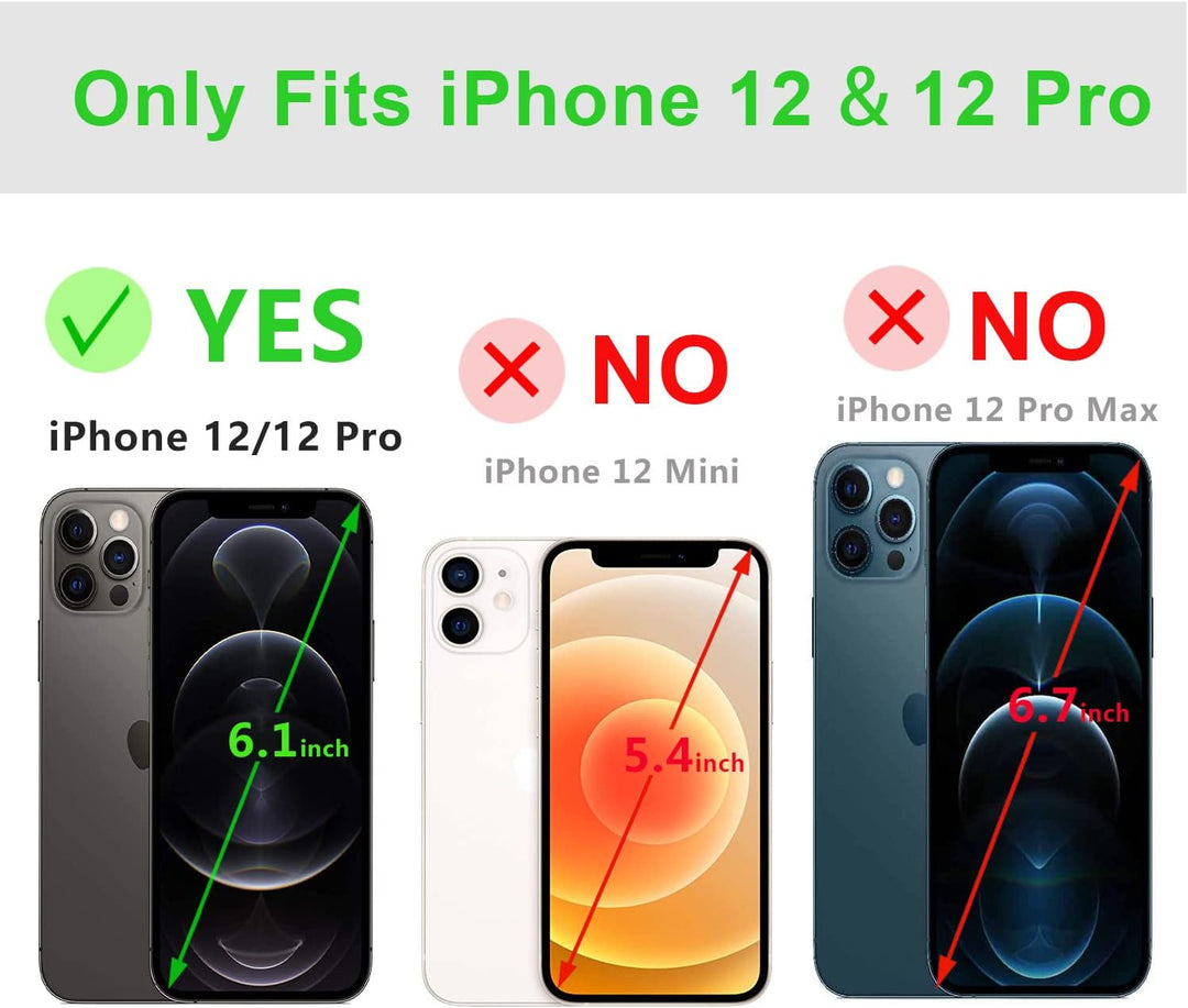 LENSUN Echtleder Hülle für iPhone 12, iPhone 12 Pro 5G Handyhülle [Echtes Leder][Magnetverschluss][R