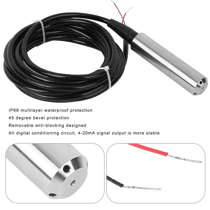 Wasserstandsensor, TL-136 Flüssigkeitsstandgeber, 12-32VDC 4-20mA 304 Edelstahl Signalausgang Wasser