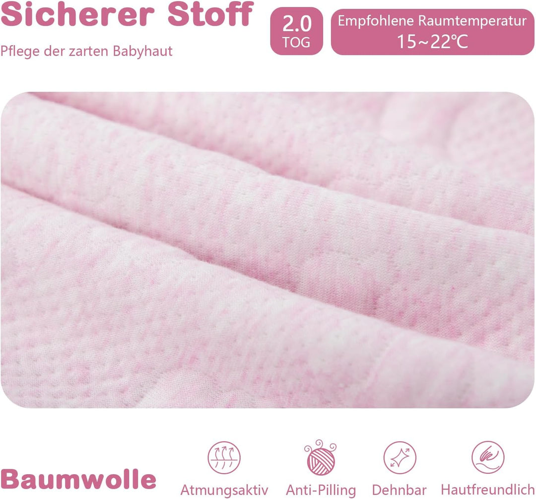 MIKAFEN Schläfsack Baby Langarm Winter kinderSchlafsack 2.0Tog,Hund Muster Baby Schlafsack mit Füsse