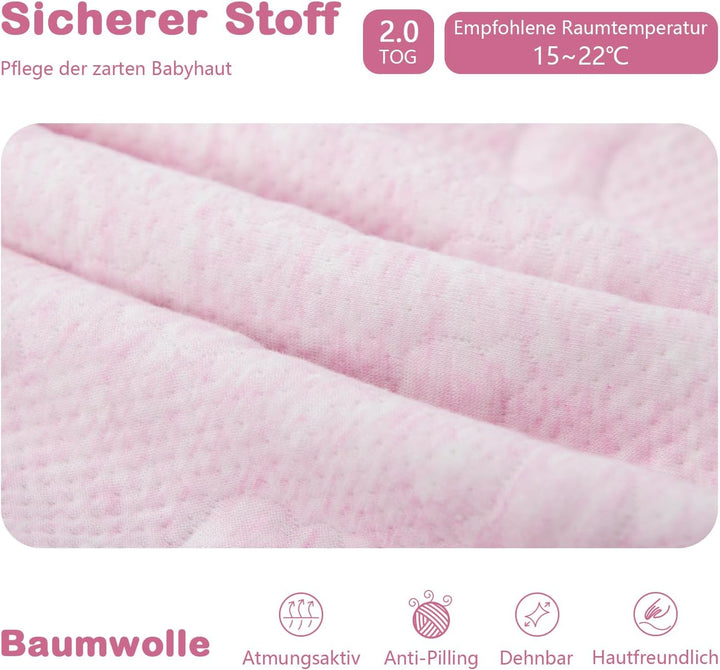 MIKAFEN Schläfsack Baby Langarm Winter kinderSchlafsack 2.0Tog,Hund Muster Baby Schlafsack mit Füsse