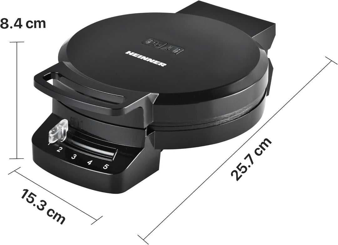 HWF-F1200BK Waffle Iron – 1200W Power, Non-Stick Coating, Adjustable Thermostat, Vertical Storage, W